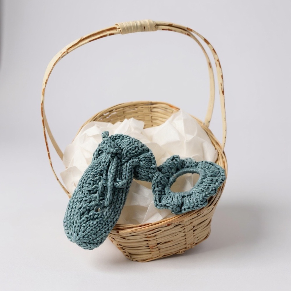 Hand Crafted Soap Saver Bag Pouch Hair Scrunchy Bath Essential Cotten Denim Blue